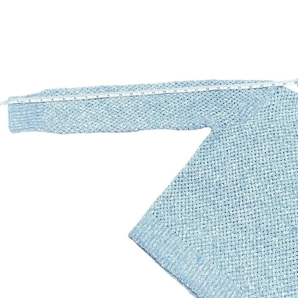 NEW J. CREW Factory Honeycomb-stitch‎ crewneck sweater in light blue Size XS